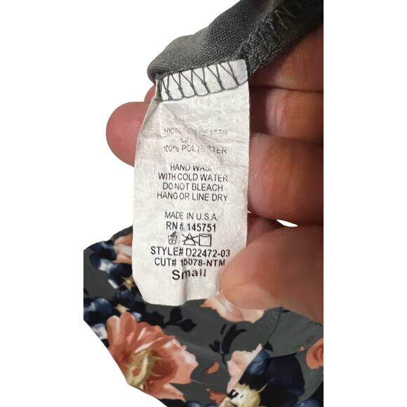 Peach Love High Low Floral Maxi Size Small Gray Pink Blue V-Neck Flutter Sleeves - Picture 7 of 13